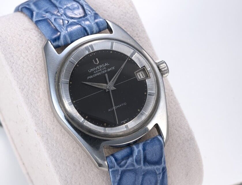 Swiss-made Universal Geneve Polerouter Date, cal. 69, vintage watch, exhibition caseback, rare collectible