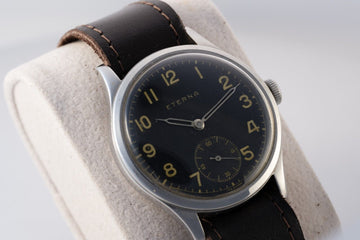 ETERNA WWII military jumbo wristwatch, 36.5mm Cal. 852, Swiss vintage watch, rare collectible timepiece