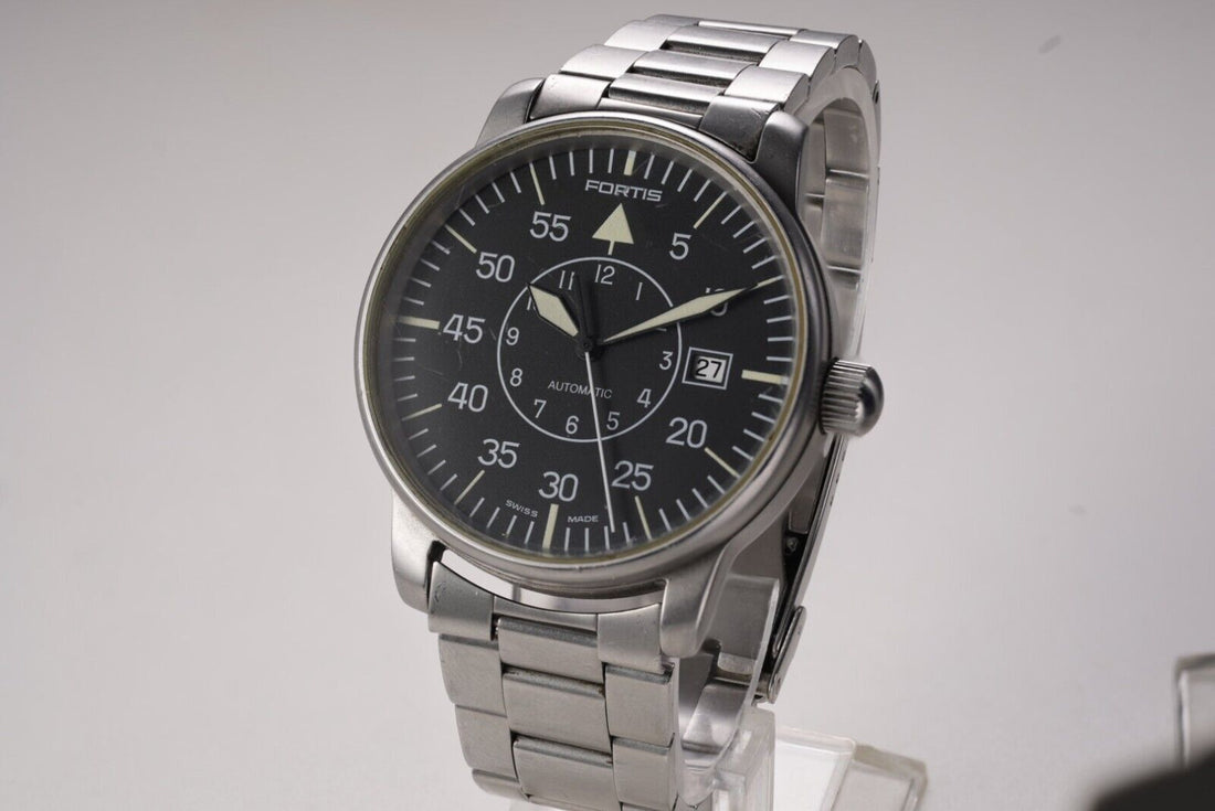 FORTIS Flieger 595.10.46 40mm watch Stainless Steel Strap Case  Men's