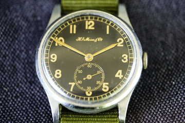H. Moser cie military black gilt dial vintage watch 33mm