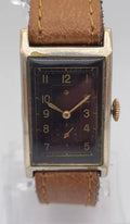 Close-up of Glashütte Urofa TANK Caliber 58 watch, vintage military design, exceptional craftsmanship